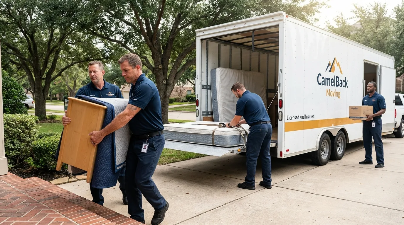Crew loading residential truck for cross-state move from Belleville, PA