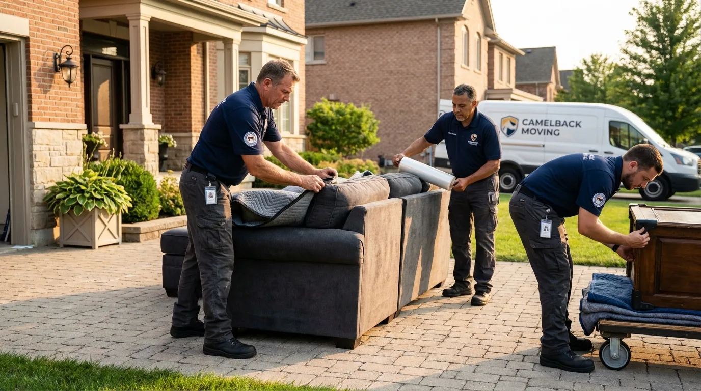 Large estate moving crew wrapping furniture in Belleville, PA